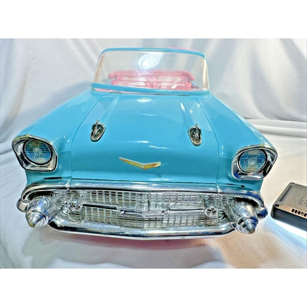 Vintage 1988 BARBIE Size 1957 Chevy Bel Air Convertible Car Turquoise Blue&Pink - Picture 5 of 11